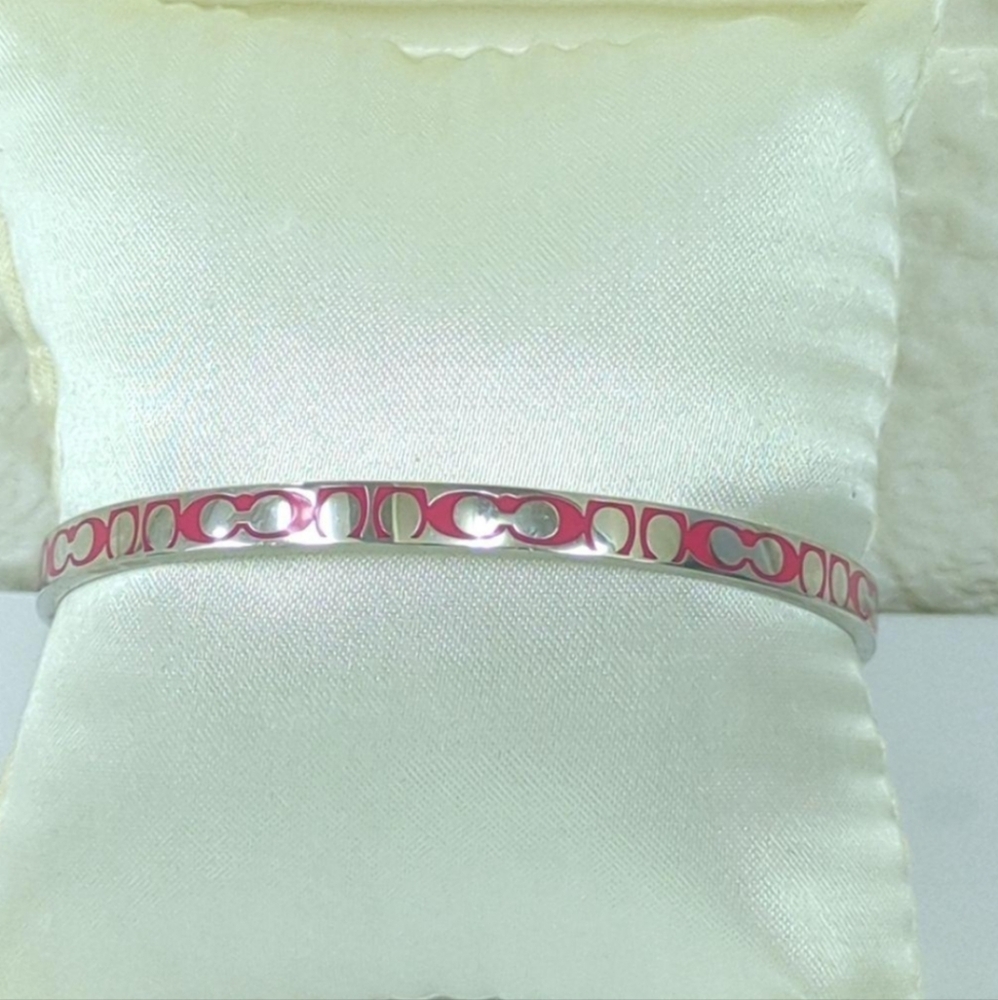 Coach Pink Signature Enamel Bangle Bracelet - Picture 5 of 8